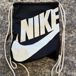 Nike Black and White Logo Drawstring Bag